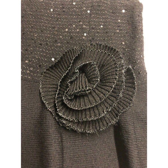 Fianona Vintage Dress 2 Pc Black Wool Knit Sequins Size Large - Picture 9 of 10